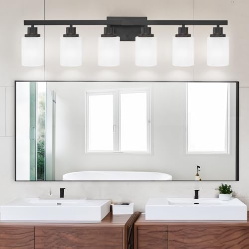 6 Light Black Vanity Lights 36.8in Bathroom Vanity Light for Mirror