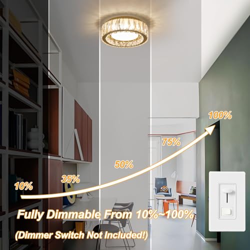 11 Inch Dimmable Luxury Crystal LED Flush Mount Ceiling Light