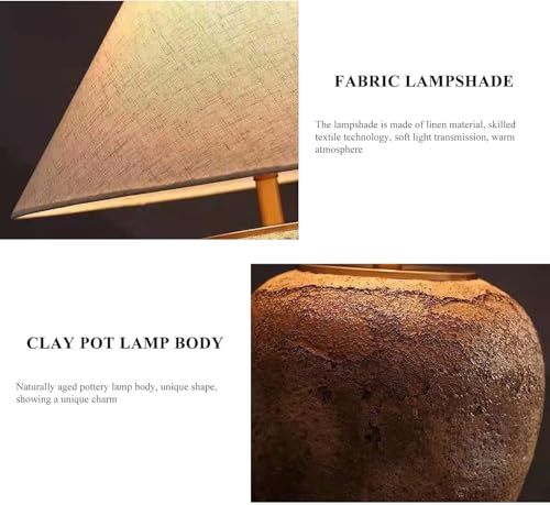Rustic Farmhouse Clay Pot Table Lamps 19.6" Tall Ceramic Table Lamp