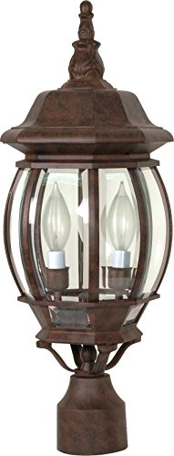 60/898, 3-Light Outdoor Post Lantern, Bronze, Beveled Glass