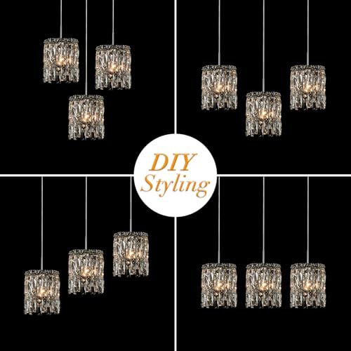 Modern Chrome Crystal Pendant Lights for Kitchen Island Set of 3 (3 Count)
