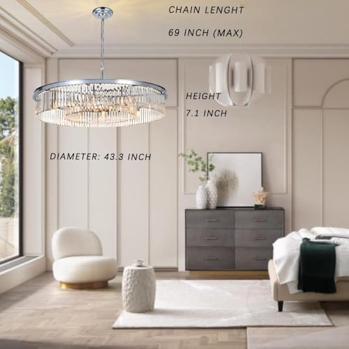 Chrome Crystal Chandeliers Modern Contemporary Ceiling Lights Fixtures Pendant Lighting for Dining Living Room Chandelier D43