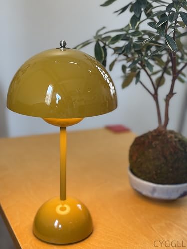 Modern Flower Bud Lamp 12" Cordless Touch Lamp Dimmable 2600mAh Rechargeable Desk Lamp Nordic Mushroom Lamp Nightstand Bedside Lamp for Bedroom Living Room