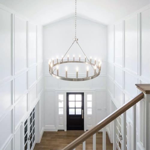 40" Brushed Nickel Wagon Wheel Chandelier 20