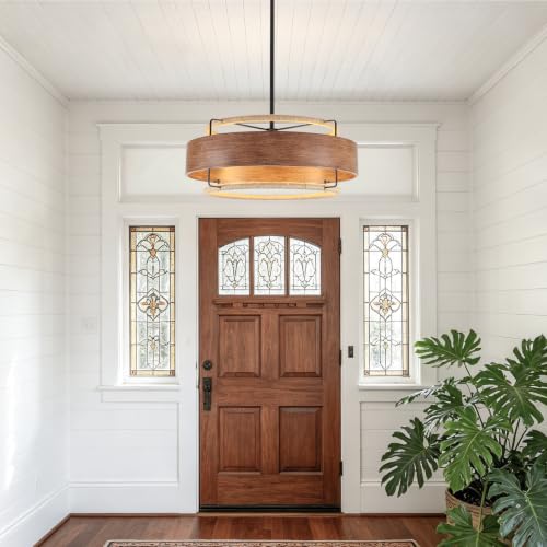 24" Farmhouse Rattan Chandelier