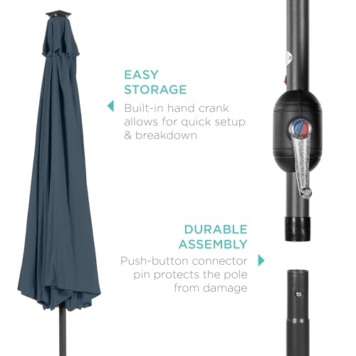 10ft Solar Polyester LED Lighted Patio Umbrella w