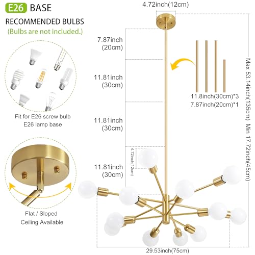 Chandeliers for Dining Room Gold 12