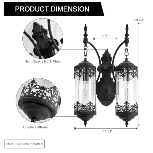 Antique Gothic Glass Wall Sconce for Bedroom