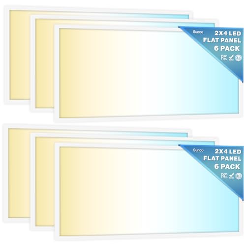 Sunco 6 Pack 2x4 LED Flat Panel Lights 3CCT Selectable (6 Count)