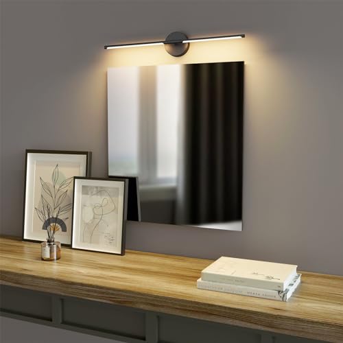 Black Wall Sconce for Bathroom 28In Hardwired Vanity Light Fixture 3000K Indoor Bathroom Sconce Over Mirror 360° Rotate for Living Room