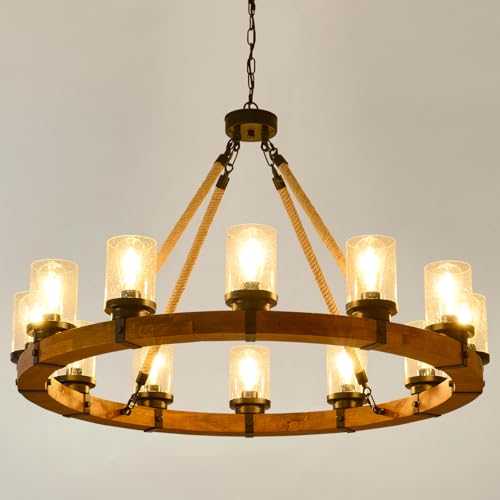 40" Wagon Wheel Chandelier Farmhouse (12 Count)