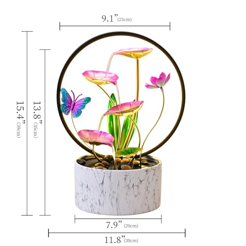 15 Inch Pink LED Metal Tabletop Water Fountain