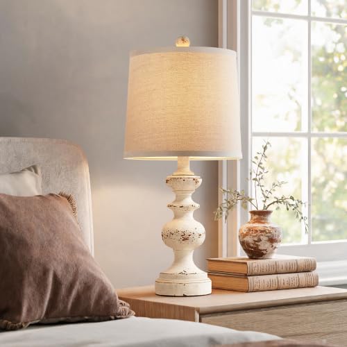 Farmhouse Table Lamp Set of 2 (Washed White)