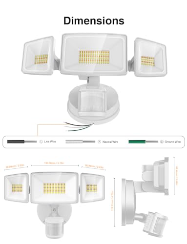 65W Smart Outdoor Security Lights with Motion Sensor (White)