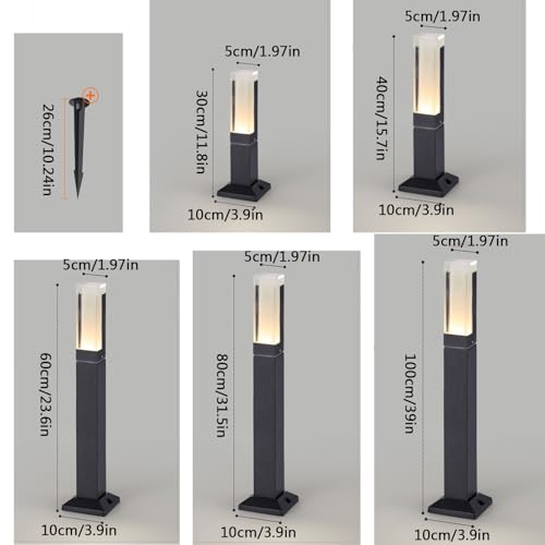 Outdoor Pillar Lamp Ip65 Waterproof Pathway Post Lights Outdoor Landscape Path Bollard Light Aluminum Lawn Floor Lantern For Garden Patio Courtyard Driveway Decoration