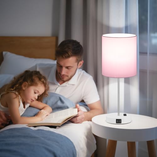 Pink White Touch Lamps for Nightstand Set of 2 (2 Count)