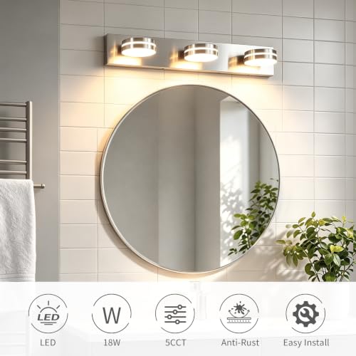 3 Light Bathroom Light Fixtures 23.62in Brushed Nickel Vanity Light
