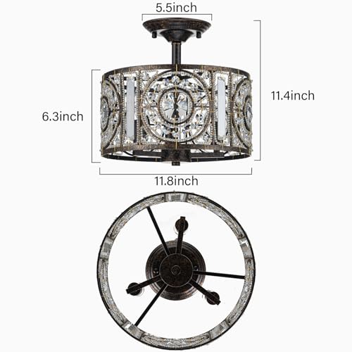 Vintage Crystal Drum Chandelier