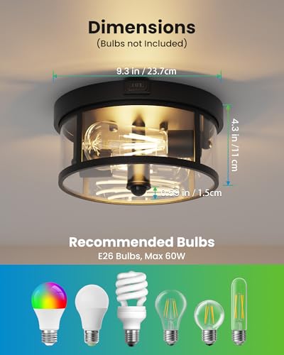 2Pack Outdoor Ceiling Light with Motion Sensor 9.3in (2 Count)