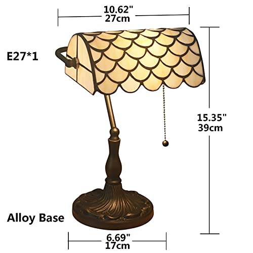 Tiffany Style Bankers Table Lamp Stained Glass Piano Desk Lamp Vintage Bedroom Bedside Lamp for Study