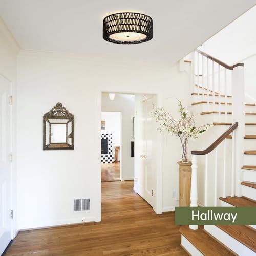 15.7" Black Flush Mount Ceiling Light