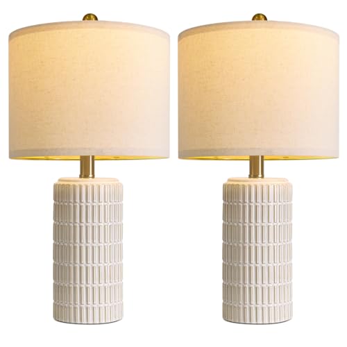 20.75" Small Modern Ceramic Table Lamps Set of 2 for Bedroom (2 Count)