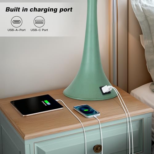 Coastal Modern Green Table Lamps Set of 2 for Living Room (2 Count)