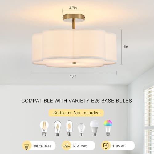 18" Modern Gold Drum Ceiling Light