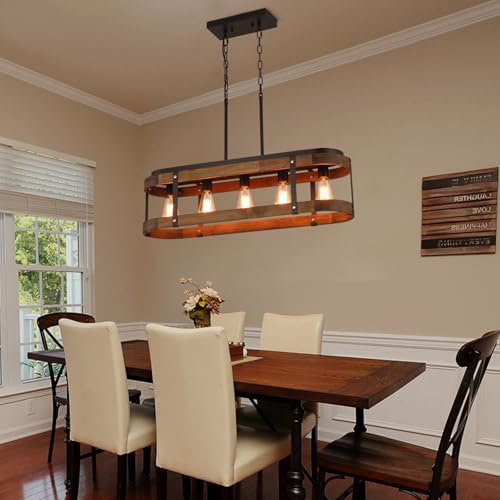 Rustic Farmhouse Wood Kitchen Island Lighting