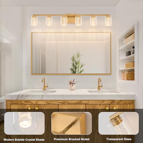 6 Light Gold Vanity Light with 3 Color Modes
