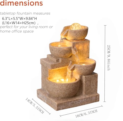 Tabletop Water Fountain Meditation Desktop Fountains for Meditation Relaxation for Bedroom Living Room Office Home Decor Relaxing Waterfall