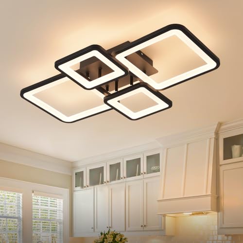 Modern LED Ceiling Lights Fixture Dimmable Flush Mount Black Acrylic 4