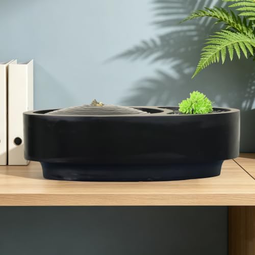 Table Fountain Indoor Water Zen Garden Decor with Succulent Plant