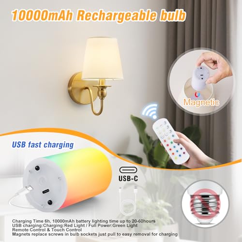 Battery Operated Wall Sconces set of Two (2 Count)