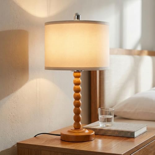 Table Lamp Farmhouse Wood Table Lamps Dimmable and Timer Setting