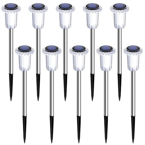 10 Pack Solar Pathway Lights Outdoor Waterproof Warm White LED (10 Count)