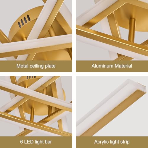 Gold Semi Flush Mount Ceiling Light Modern 6
