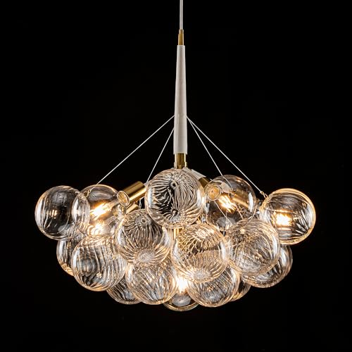 Bubble Ball Chandelier White and Gold 6