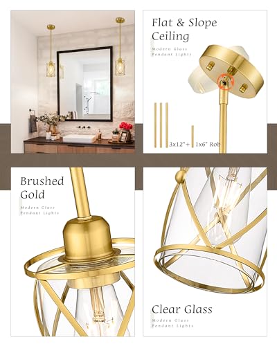 Brushed Gold Pendant Lights Kitchen Island (2 Count)