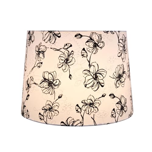 32323A Transitional Hardback Empire Shaped Spider Construction Lamp Shade in White with White & Black Flora