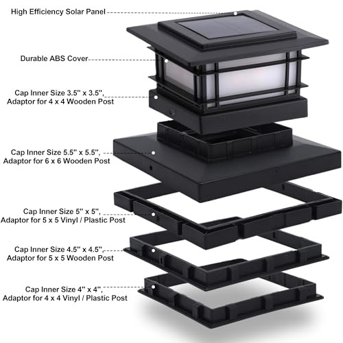 8 Pack Solar Post Cap Lights Outdoor with Flickering Flame Light (8 Count)