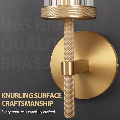 15" Knurled‑Craft Hardwired Brass Wall Sconce
