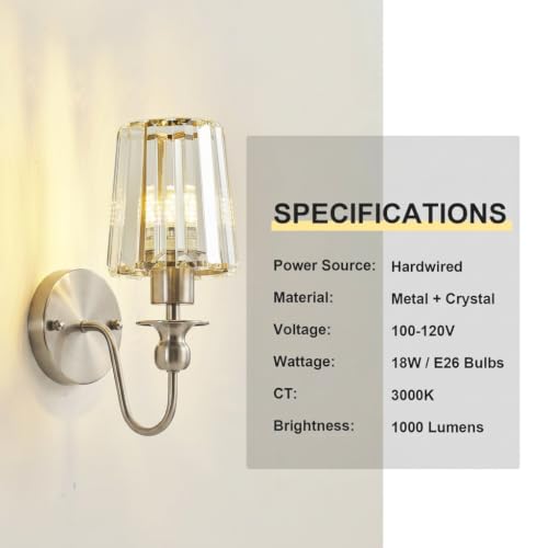 Hardwired Crystal Wall Sconces Set of 2 (2 Count)