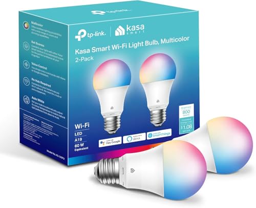 Light Bulbs Full Color Changing Dimmable Smart WiFi Bulbs Compatible with Alexa and Google Home (2 Count)