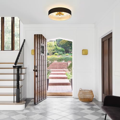 Black and Gold Semi Flush Mount Ceiling Light Fixture