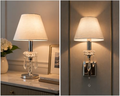 Small clip on Lamp Shades Set of 2 White Linen 5.5" x 10" x 6.6" (2 Count)