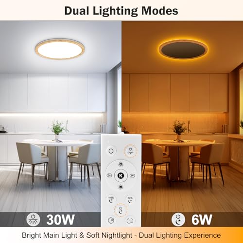 15Inch LED Flush Mount Ceiling Light with Remote Control