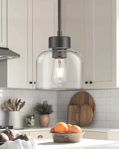 7" Matte Black Pendant Light for Kitchen Island