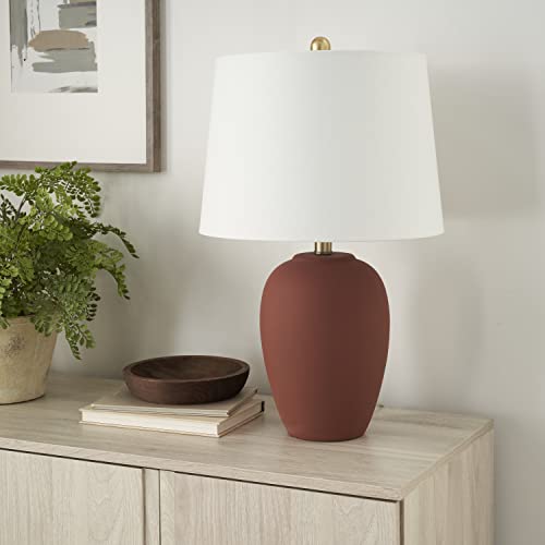 Home 23" Rust Orange Ceramic Pot Table Lamp for Bedroom