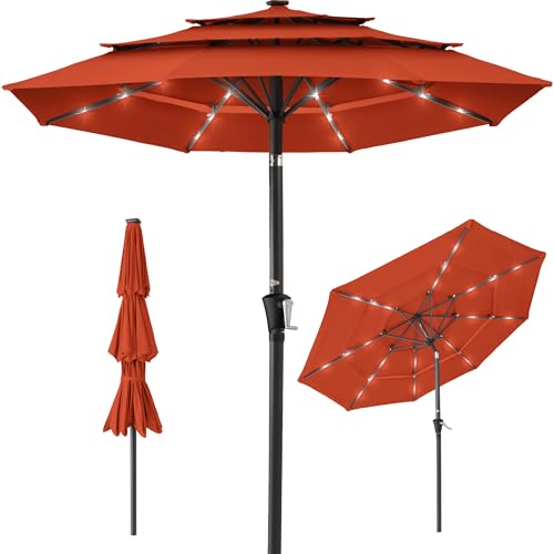 10ft 3 Tier Solar Patio Umbrella